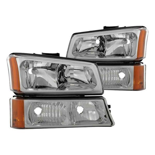 Whole-In-One Chrome Crystal Headlights with Bumper Lights for 2003-2006 Xtune Chevy Silverado 2500HD - Chrome WH3839713